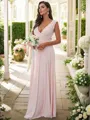 A-line V-Neck Sleeveless Chic Floor-Length Jersey Bridesmaid Dresses