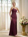 Sheath/Column One-Shoulder Glamourous Sleeveless Floor-Length Chiffon Bridesmaid Dresses