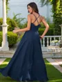 A-line V-Neck Beautiful Sleeveless Floor-Length Open Back Chiffon Bridesmaid Dresses