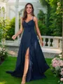 A-line V-Neck Beautiful Sleeveless Floor-Length Open Back Chiffon Bridesmaid Dresses