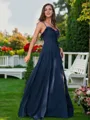 A-line V-Neck Beautiful Sleeveless Floor-Length Open Back Chiffon Bridesmaid Dresses