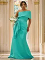 Sheath/Column Pretty One-Shoulder Sleeveless Sweep Train Satin Bridesmaid Dresses