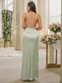 Sheath/Column V-Neck Slinky Sleeveless Floor-Length Silk like Satin Bridesmaid Dresses