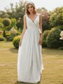 A-line V-Neck Sleeveless Floor-Length Chic Chiffon Bridesmaid Dresses
