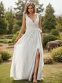 A-line V-Neck Sleeveless Floor-Length Chic Chiffon Bridesmaid Dresses
