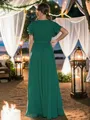 A-line Scoop Feminine Short Sleeves Floor-Length Chiffon Bridesmaid Dresses