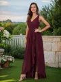 A-line V-Neck Simple Sleeveless Floor-Length Chiffon Bridesmaid Dresses