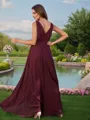 A-line V-Neck Simple Sleeveless Floor-Length Chiffon Bridesmaid Dresses