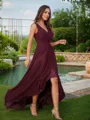 A-line V-Neck Simple Sleeveless Floor-Length Chiffon Bridesmaid Dresses