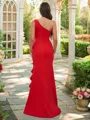 Sheath/Column One-Shoulder Sleeveless Sweep Train Stretch Crepe Flattering Bridesmaid Dresses
