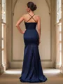Sheath/Column V-Neck Sleeveless Sweep Train Silk like Satin Effortless Bridesmaid Dresses