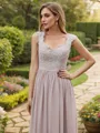 A-line Sweetheart Sleeveless Floor-Length Chiffon Pretty Bridesmaid Dresses