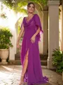 A-line V-Neck Fashion Sleeveless Sweep Train Chiffon Bridesmaid Dresses