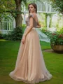 A-line Off-the-Shoulder Sleeveless Floor-Length Exquisite Tulle Bridesmaid Dresses