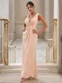 Sheath/Column V-Neck Flattering Sleeveless Floor-Length Jersey Bridesmaid Dresses