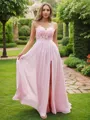 A-line Scoop Short Sleeves Floor-Length Unique Chiffon Bridesmaid Dresses