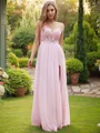 A-line Scoop Short Sleeves Floor-Length Unique Chiffon Bridesmaid Dresses
