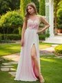 A-line Scoop Short Sleeves Floor-Length Unique Chiffon Bridesmaid Dresses