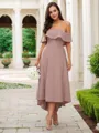 A-line Off-the-Shoulder Charming Sleeveless Asymmetrical Stretch Crepe Bridesmaid Dresses