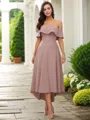 A-line Off-the-Shoulder Charming Sleeveless Asymmetrical Stretch Crepe Bridesmaid Dresses