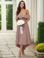 A-line Off-the-Shoulder Charming Sleeveless Asymmetrical Stretch Crepe Bridesmaid Dresses