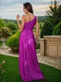 A-line One-Shoulder Elegant Sleeveless Floor-Length Jersey Bridesmaid Dresses