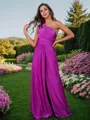 A-line One-Shoulder Elegant Sleeveless Floor-Length Jersey Bridesmaid Dresses
