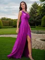 A-line One-Shoulder Elegant Sleeveless Floor-Length Jersey Bridesmaid Dresses
