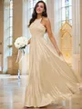 A-line Halter Glam Sleeveless Floor-Length Silk like Satin Bridesmaid Dresses