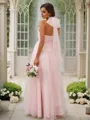 Bedazzling A-line Halter Sleeveless Floor-Length Tulle Bridesmaid Dresses