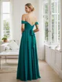 A-line Off-the-Shoulder Unique Sleeveless Floor-Length Chiffon Bridesmaid Dresses