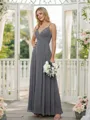 A-line V-Neck Fashion Sleeveless Floor-Length Chiffon Bridesmaid Dresses