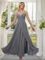 A-line V-Neck Fashion Sleeveless Floor-Length Chiffon Bridesmaid Dresses