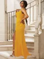 Sheath/Column Spaghetti Straps Sleeveless Sweep Train Minimalist Jersey Bridesmaid Dresses