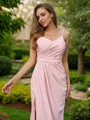 Classy A-line V-Neck Sleeveless Sweep Train Stretch Crepe Bridesmaid Dresses