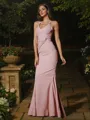 Sheath/Column V-Neck Classic Sleeveless Floor-Length Stretch Crepe Bridesmaid Dresses