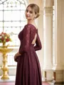 A-line V-Neck Flattering Long Sleeves Floor-Length Chiffon Bridesmaid Dresses