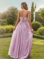 A-line Refined V-Neck Sleeveless Floor-Length Chiffon Bridesmaid Dresses