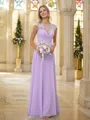 A-line Scoop Charming Short Sleeves Floor-Length Chiffon Bridesmaid Dresses