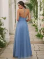 A-line Halter Delicate Sleeveless Floor-Length Tulle Bridesmaid Dresses