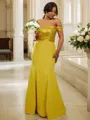Sheath/Column Off-the-Shoulder Sleeveless Graceful Floor-Length Stretch Crepe Bridesmaid Dresses
