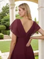 A-line Scoop Timeless Short Sleeves Asymmetrical Chiffon Bridesmaid Dresses