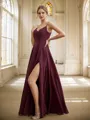 A-line V-Neck Pretty Sleeveless Floor-Length Chiffon Bridesmaid Dresses