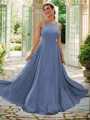A-line Halter Pretty Sleeveless Floor-Length Chiffon Bridesmaid Dresses