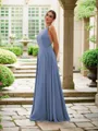 A-line Halter Pretty Sleeveless Floor-Length Chiffon Bridesmaid Dresses