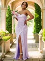 Sheath/Column Sweetheart Sleeveless Sweep Train Streamlined Silk like Satin Bridesmaid Dresses