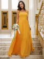 A-line Straps Refined Sleeveless Floor-Length Chiffon Bridesmaid Dresses
