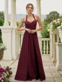A-line Halter Dreamy Sleeveless Floor-Length Stretch Crepe Bridesmaid Dresses