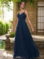 A-line V-Neck Delicate Sleeveless Floor-Length Chiffon Bridesmaid Dresses