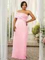 Sheath/Column One-Shoulder Sleeveless Floor-Length Hot Satin Bridesmaid Dresses